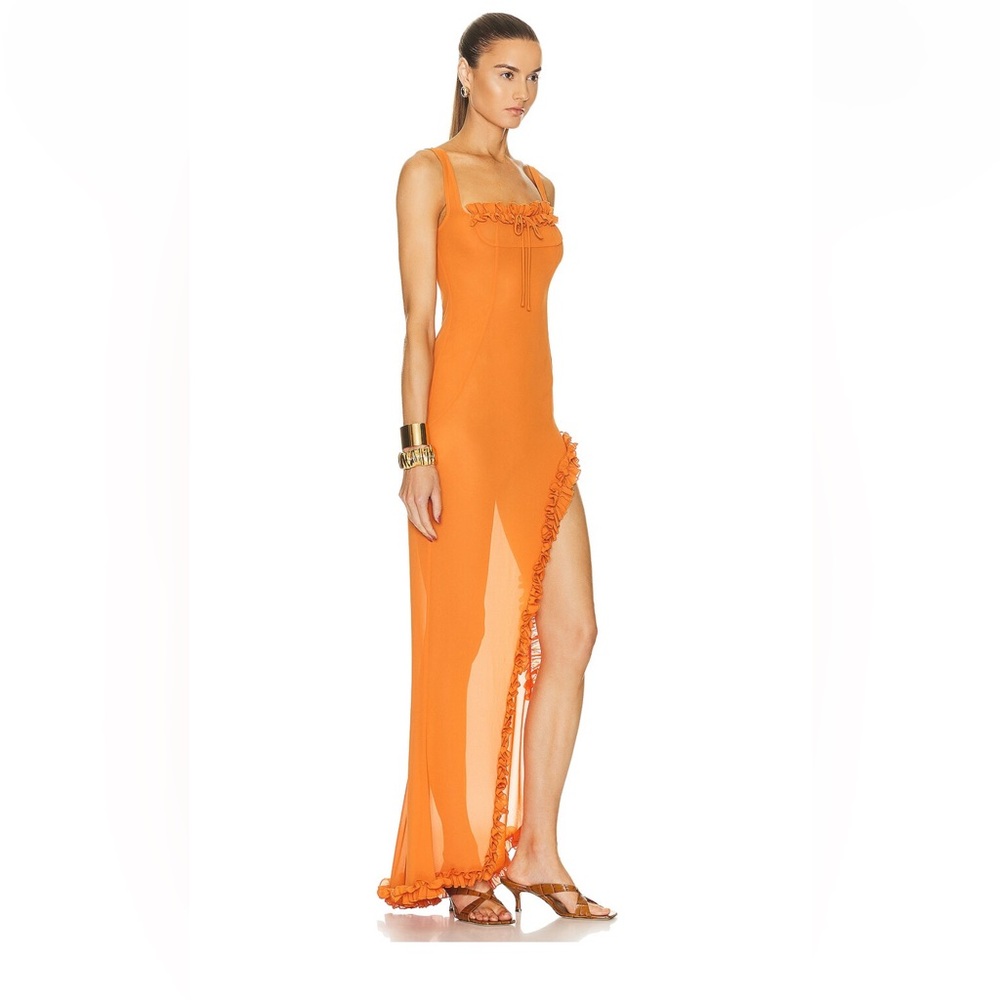 NWT Helsa Sheer Ruffled long dress - Picture 2 of 9